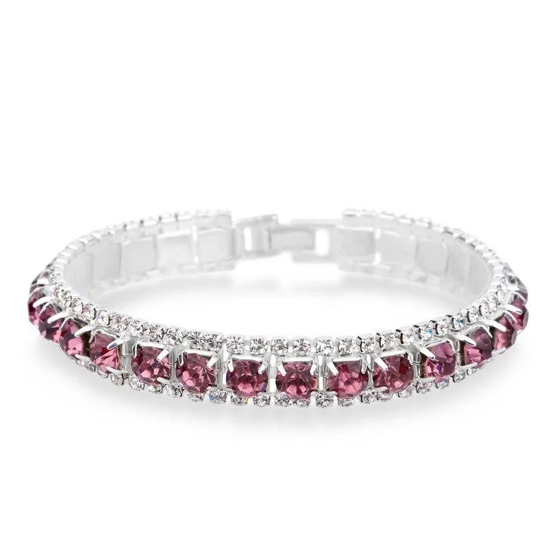 luckacco new arrival  925 sterling silver silve women classic jewelry holiday gift  clear red cubic zircon bracelet& bangle