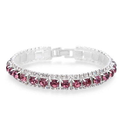 Luckacco New Arrival  925 Sterling Silver Silve Women Classic Jewelry Holiday Gift  Clear Red Cubic Zircon Bracelet& Bangle