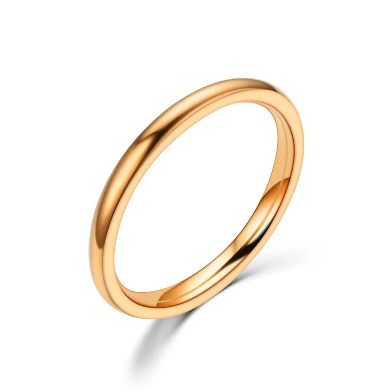 luckacco 2mm thin stainless steel rings rose gold fashion simple titanium steel rings for women girl gifts