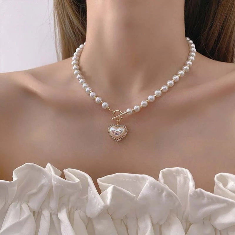 luckacco new baroque pearl choker necklace for women luxury wedding party triple-layer beaded necklace torques ladies trendy jewelry gift
