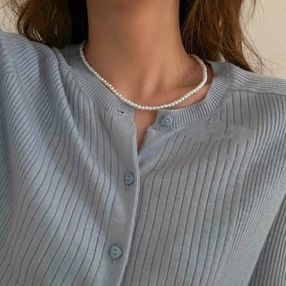 Luckacco Imitation Pearl Trendy Love Heart  Choker Necklace Female Personality Party Fashion Clavicle Collier Colar Perlas Collar Gift