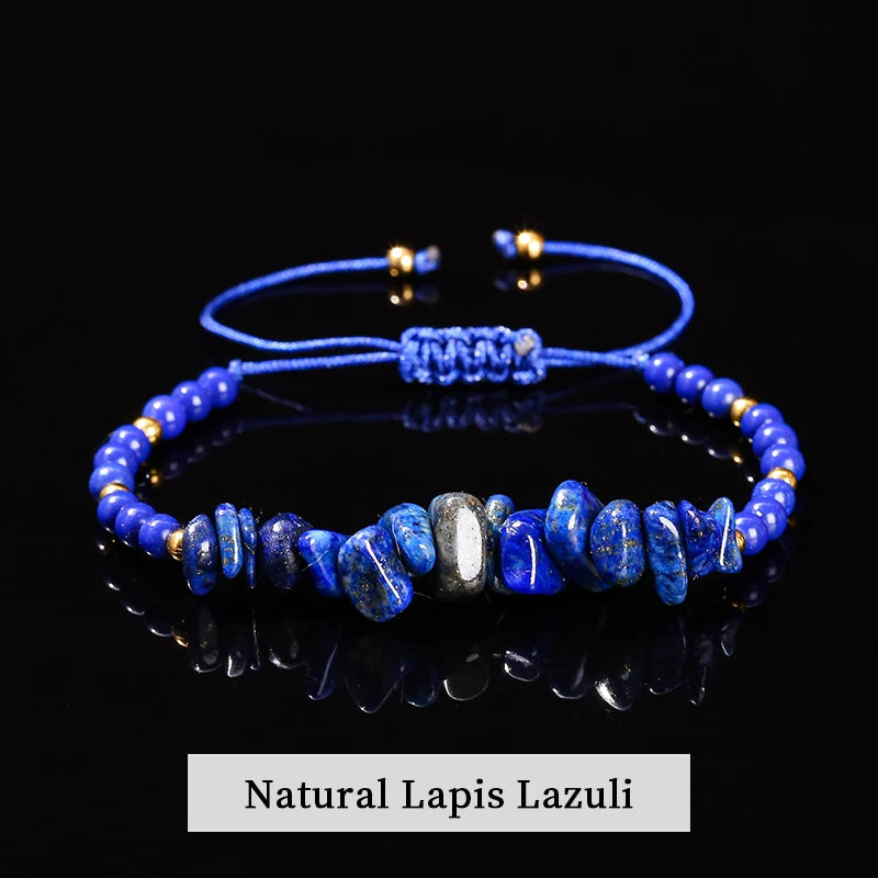 luckacco change better natural stone amethyst gravel chip bead adjustable braided bracelet women men small round bead strand healing gift