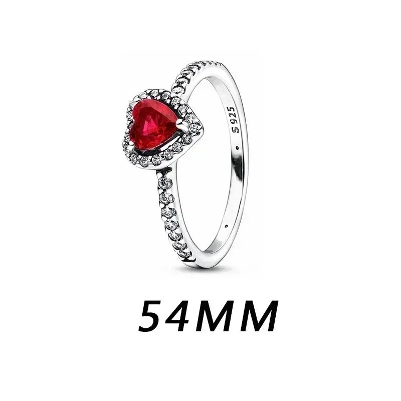 luckacco new 925 sterling silver heart-shaped pink ring necklace earring set luxurious sparkling charm jewelry fashion wedding gift