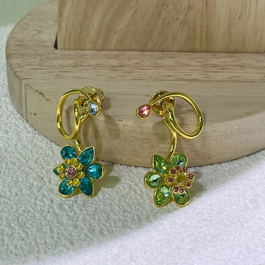 Luckacco Flower Crystal Boutique Irregular Original Jewelry Set New Color Earring Exquisite Necklace Ring Bracelet Wedding Gift for Women