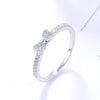 Luckacco Elegant 925 Sterling Silver Bow Shape Ring Round Zircon Diamant Band Lightweight Accessories Women Classic Jewelry