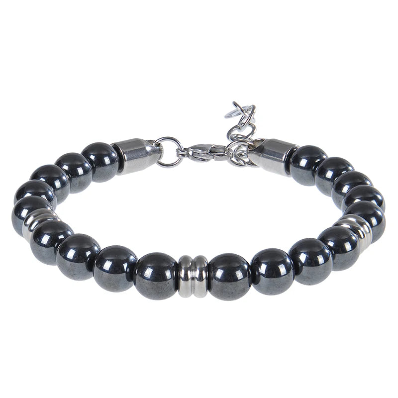 luckacco 8mm natural stone lapis lazuli beaded bracelet adjustable stainless steel chain bracelet for men women handmade jewelry gifts