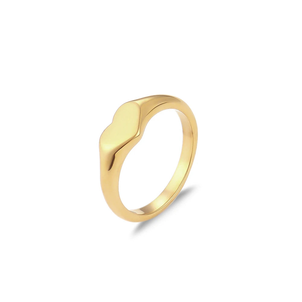 luckacco e.b.belle stainless steel fine polished wide large heart finger rings stainless steel hypoallergenic rings for female jewellery