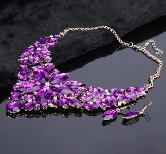 Luckacco Fashion Crystal Jewelry Sets Bridal Necklace Earrings Sets Wedding Party Jewelery Dress Jewellery Decoration Accessories