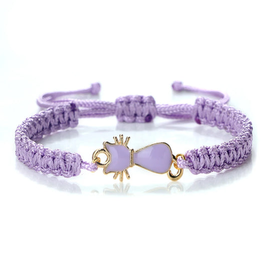 Luckacco New Women Rope Bracelets Hand Woven Purple Thread Bracelet Cute Animal Pendant Bracelet Vintage Daisy Flower Bangle Girl Jewelry
