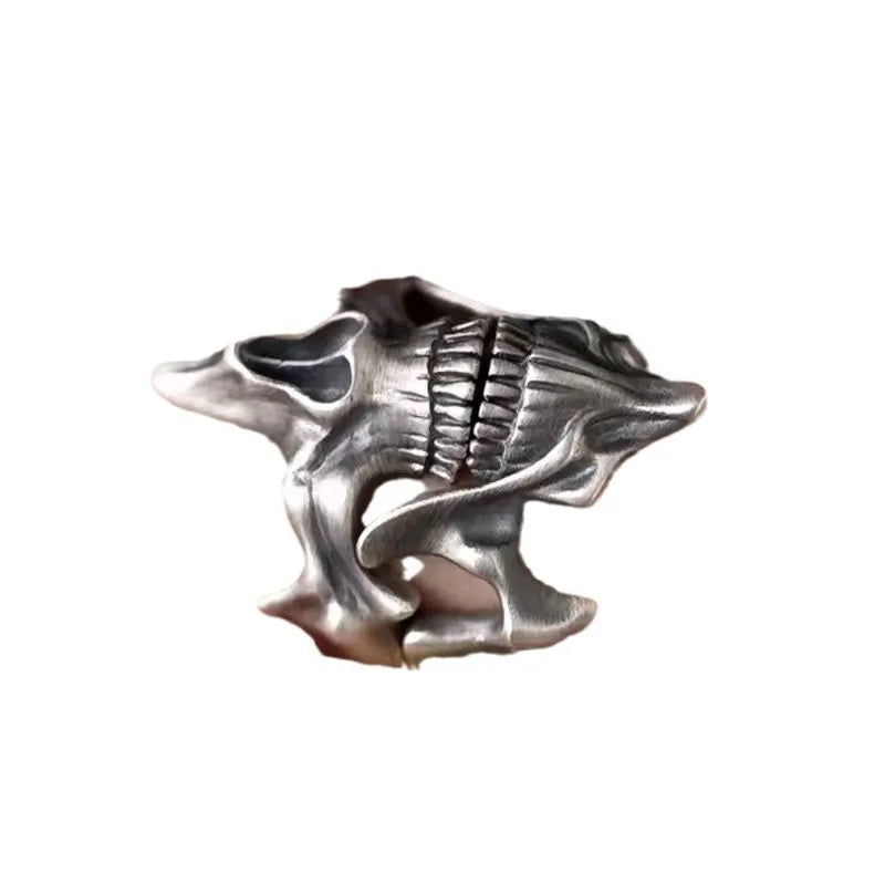 luckacco yhpup2pcs vintage gothic steel skull mask rings skull mask design alloy finger rings set for men women  creative punk mens rings