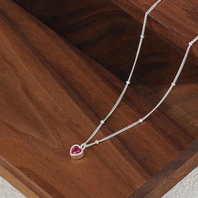 luckacco 925 sterling silver zircon heart interlocking necklaces for women luxury quality jewelry gift female  items