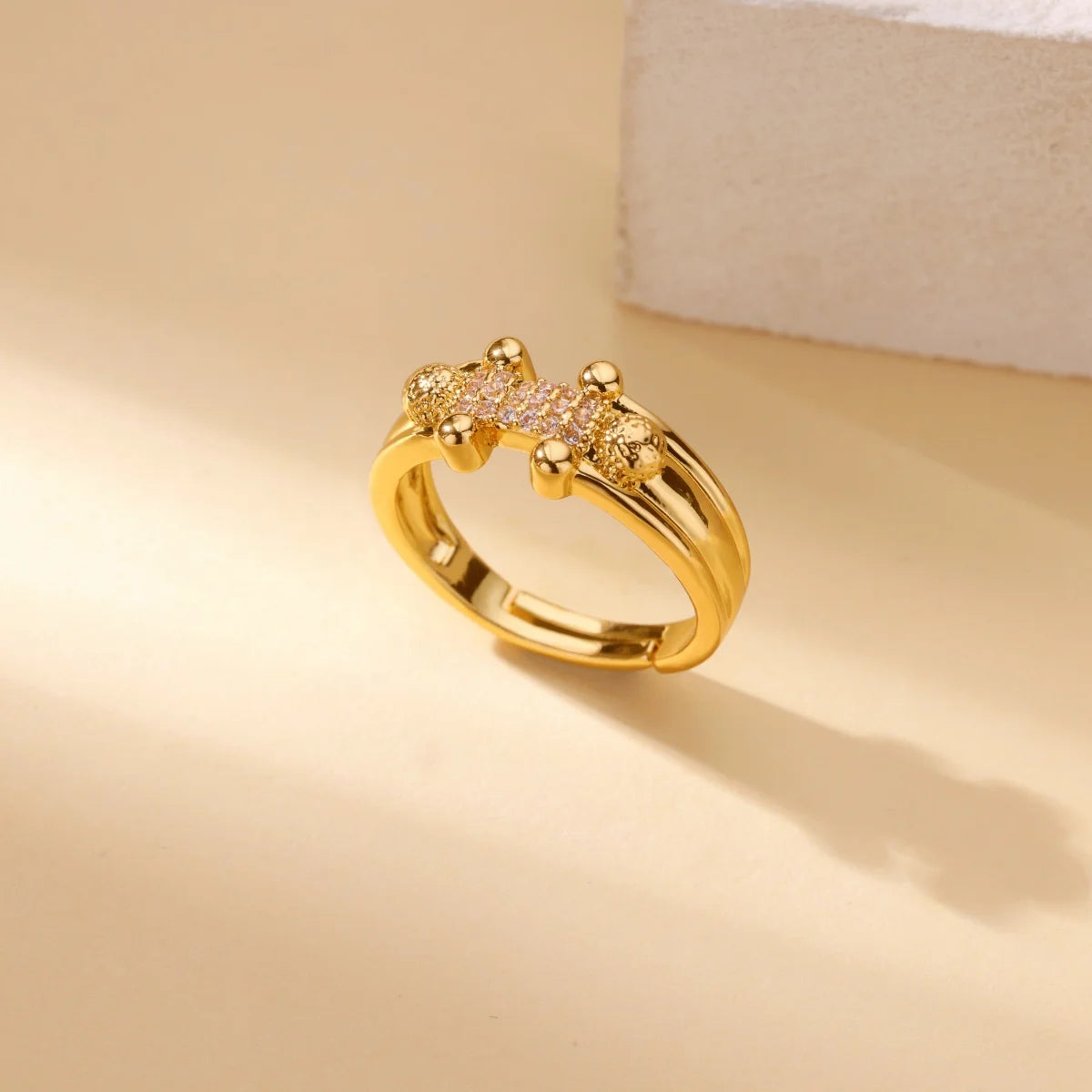 luckacco luxury zircon geometric rings for women gold color adjustable  stainless steel heart flower ring wedding fashion jewelry gift