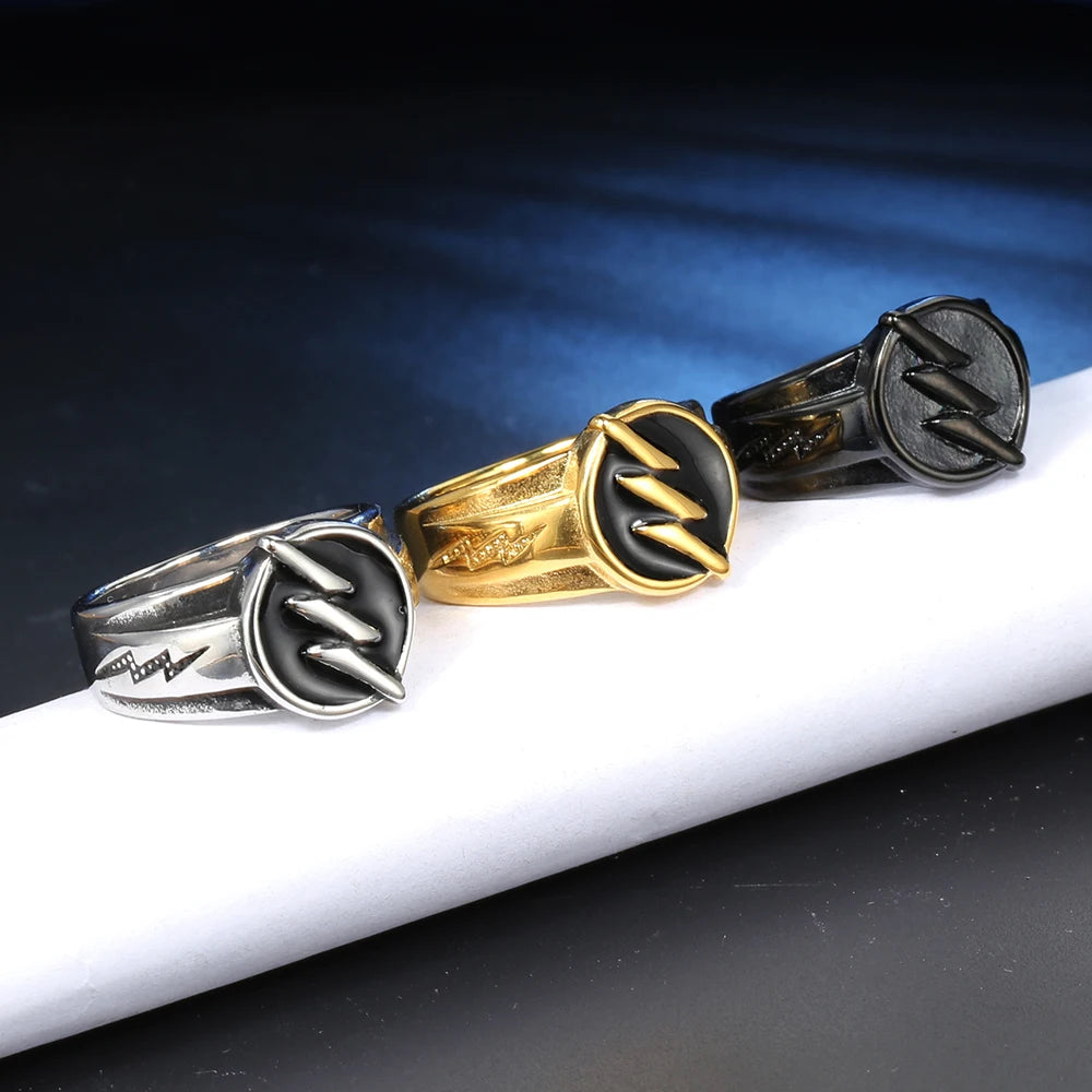 luckacco men's ring 316l stainless steel ring hip-hop lightning classic friends lovers jewelry best gift wholesale