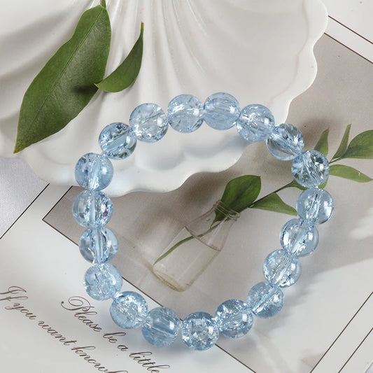 Luckacco Shinning Crystal Beads Elastic Bracelet Korean Style Colorful Crystal Glass Beaded Bracelet Bangles For Women