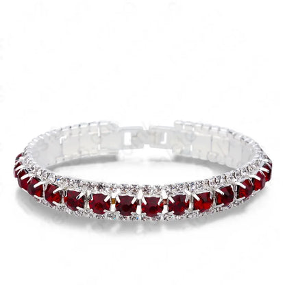 Luckacco New Arrival  925 Sterling Silver Silve Women Classic Jewelry Holiday Gift  Clear Red Cubic Zircon Bracelet& Bangle