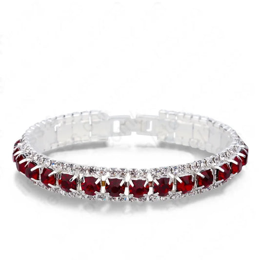 Luckacco New Arrival  925 Sterling Silver Silve Women Classic Jewelry Holiday Gift  Clear Red Cubic Zircon Bracelet& Bangle