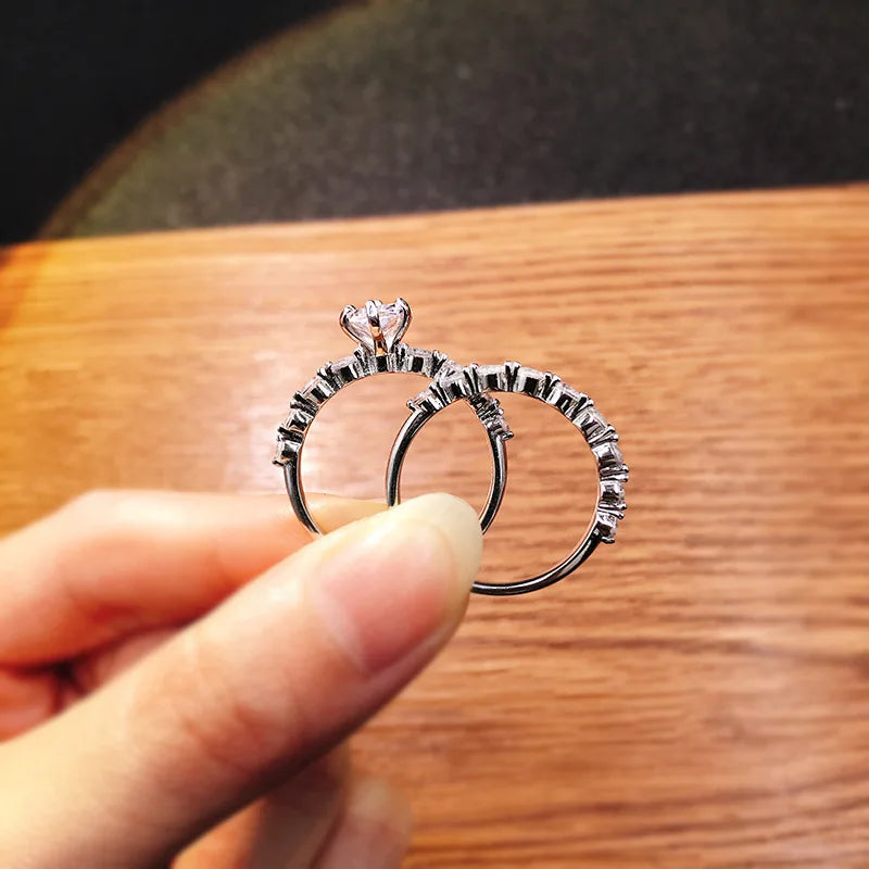 luckacco daily picks new fashion design marquise cubic zirconia set rings for women modern trend bridal wedding earrings sparkling jewelry