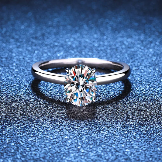 Luckacco D color moissanite ring pigeon egg 18K gold inlaid 2-carat row ring wedding ring moissanite ring platinum PT950 imprint