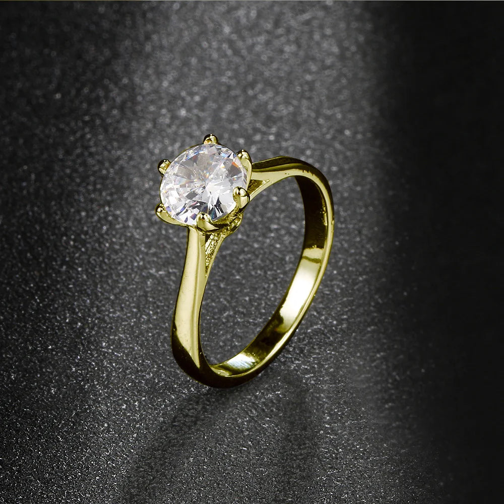 luckacco classic wedding rings for women forever simple six claws zirconia fashion solitaire engagement marriage gift ring jewelry kcr033