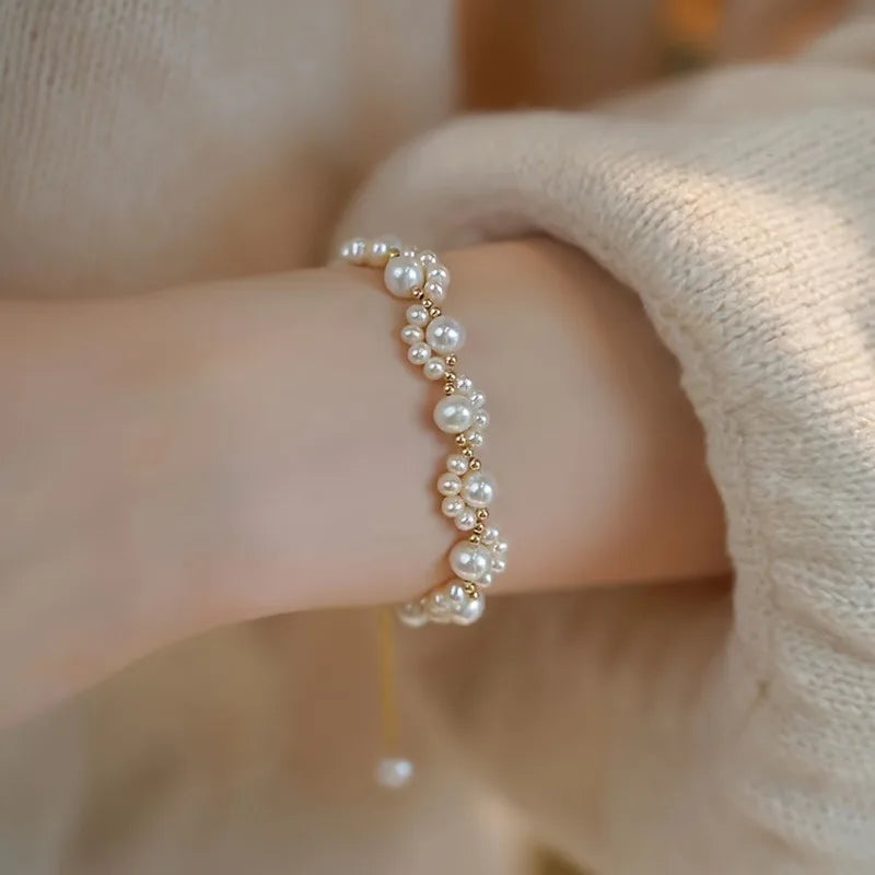 luckacco 1pc cute kitten paw faux pearl bracelet creative sweet jewelry bracelet daily wear exquisite gift for women's bracelet