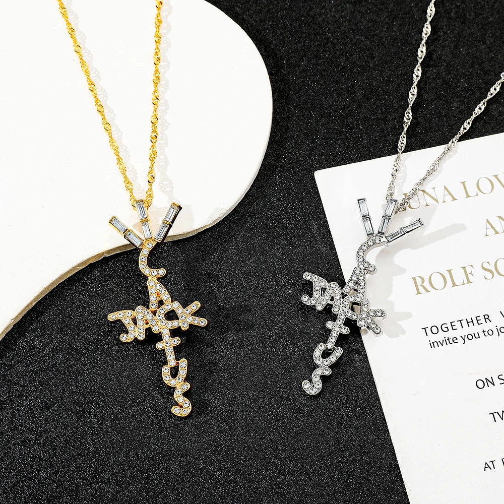 luckacco goth cactus jack pendant necklace iced cubic zircon plated gold silver color hip hop jewelry for men women kpop