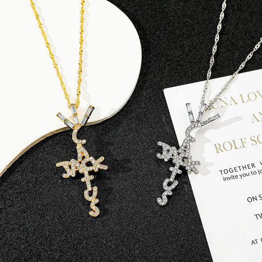 Luckacco Goth Cactus Jack Pendant Necklace Iced Cubic Zircon Plated Gold Silver Color Hip Hop Jewelry For Men Women kpop