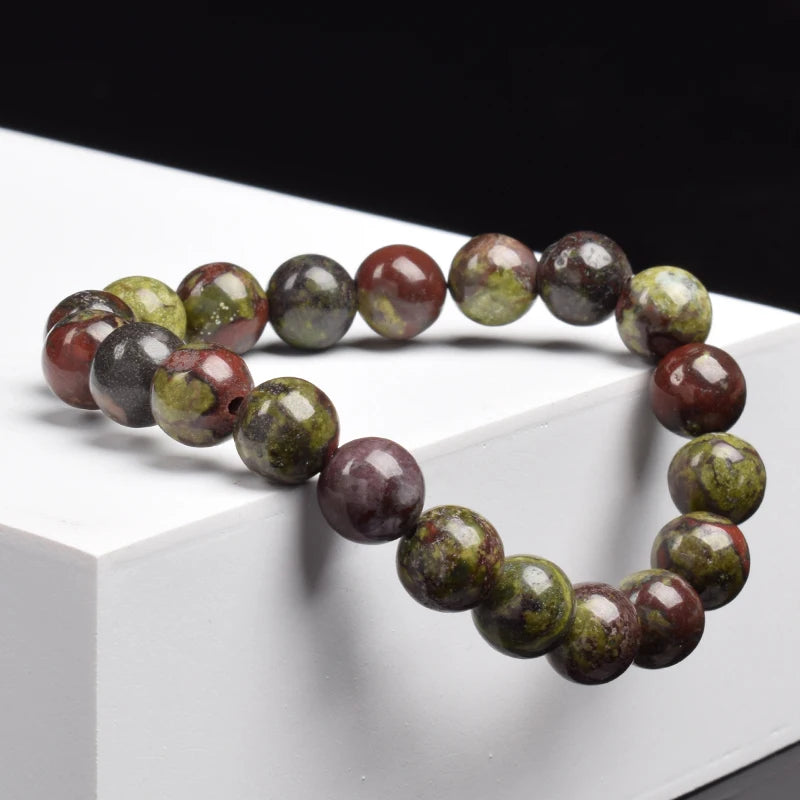 luckacco natural dragon blood stone bracelet made of real natural stones beads bracelets gems jewelry women men genuine bloodstone jasper
