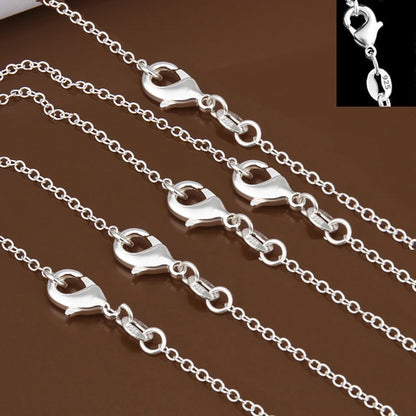 Luckacco wholesale 5pcs/lot 925 Sterling Silver Chain necklace,Fashion Men/Women DIY Jewelry Rolo Chain 1mm Necklace 16 18 20 22 24"