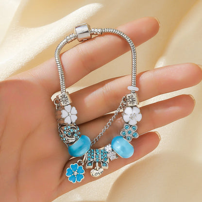 Luckacco 1 best-selling bracelet trendy DIY boutique glass inlaid diamond bracelet with Pan family style personalized jewelry bracelet