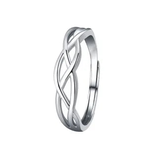 luckacco choice 2024 new zircon couple ring for men and women metal white crystal design wave hollow wedding luxury jewelry accessories