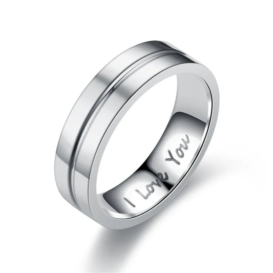 Luckacco Fashion Stainless Steel Couple Engagement Rings for Women Men Crystal I LOVE YOU Ring 2022 Wedding Jewelry Accessories Gifts