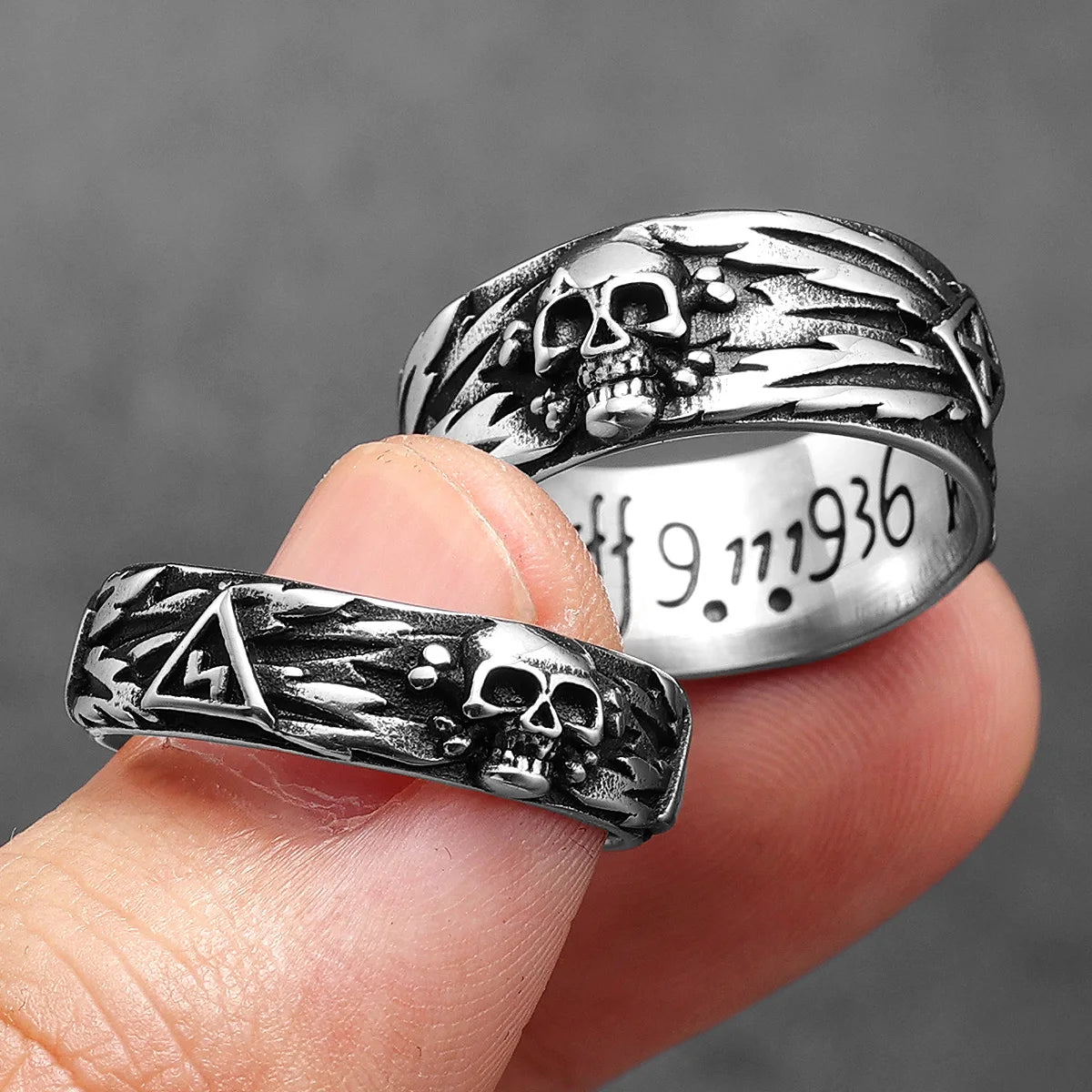 luckacco domineering skull devil men rings stainless steel women jewelry retro punk new in rock gothic fashion accessories gift