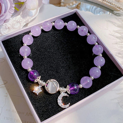 Luckacco 1 Starry Cat's Eye Stone Bracelet For Female Instagram In A Niche Design, New Grey Moonlight Star Moon Crystal Bracelet-805088