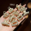 Luckacco 10 alloy rhinestone hair clips, fashionable small grab hair accessories