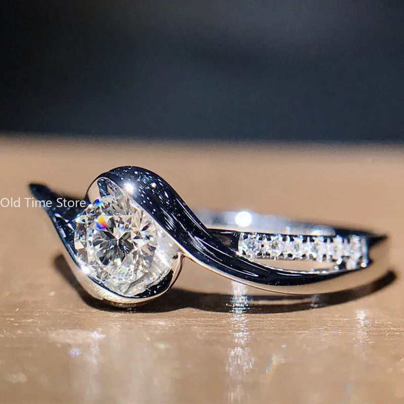 luckacco ring white cubic zirconia fashion versatile accessories for women high quality new jewelry