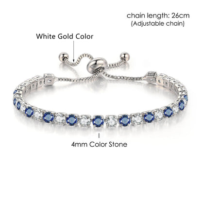 Luckacco Adjustable Multicolor Tennis Bracelets for Women Ladies Wedding Rainbow Colorful Zircon Charm Bracelet Hand Chain Jewelry DZH043