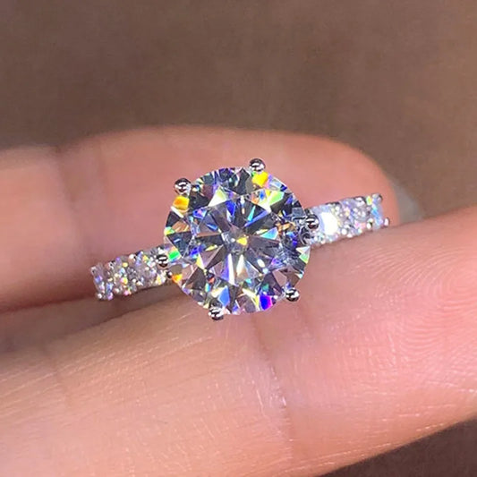 Luckacco daily picks 4 Claws Round Cubic Zirconia Crystal Rings for Women Luxury Bride Wedding Rings Proposal Engagement Bands Trendy Jewelry