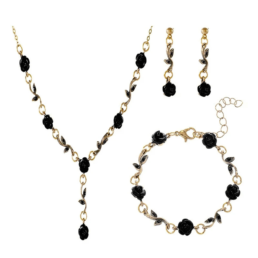 luckacco 4pcs women's jewelry set, luxury ladies fashion casual bracelets, necklace, earrings, jewelry set, suitable for daily wear, gift