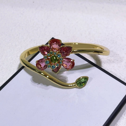 Luckacco Flower Crystal Boutique Irregular Original Jewelry Set New Color Earring Exquisite Necklace Ring Bracelet Wedding Gift for Women