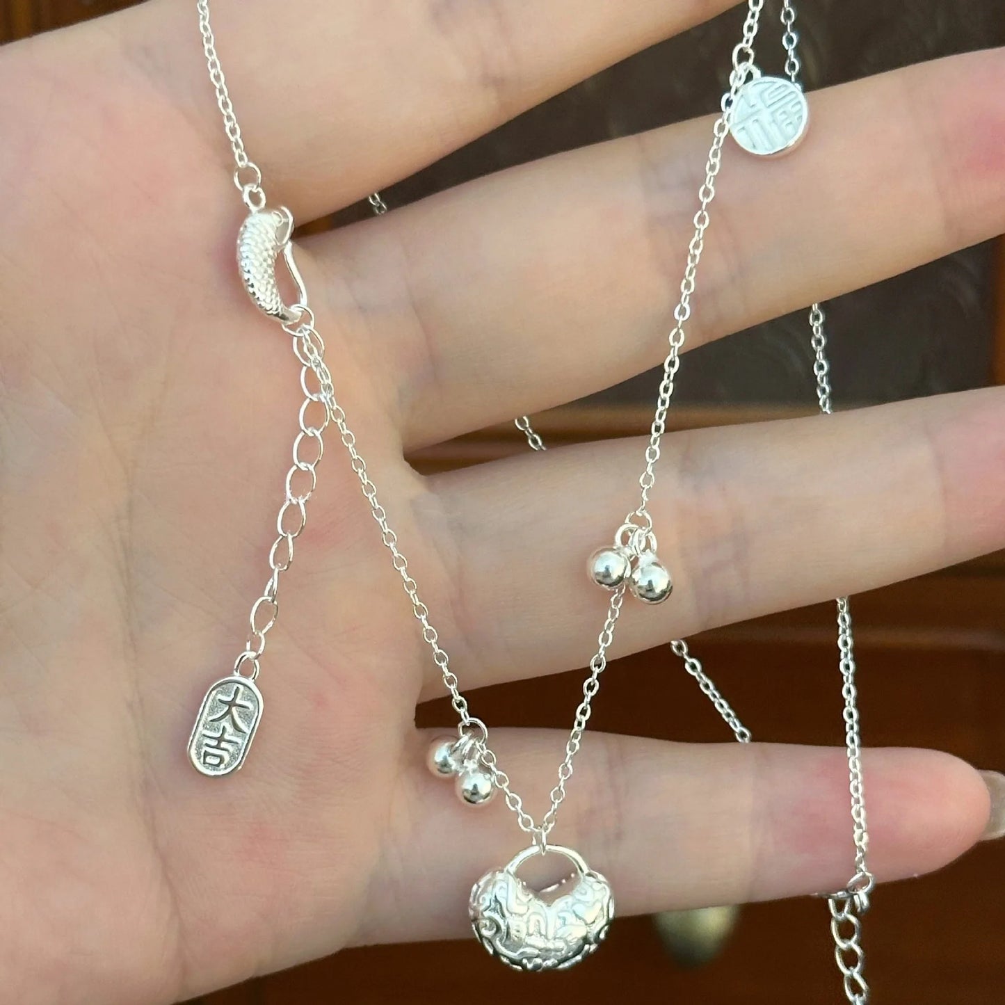 luckacco new trendy fashion 925 silver pearl simple elegant thin chain pendant necklace for women girl jewelry dropship