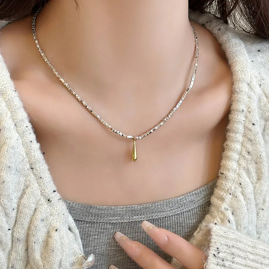 Luckacco New Trendy Fashion 925 Silver Pearl Simple Elegant Thin Chain Pendant Necklace for Women Girl Jewelry Dropship