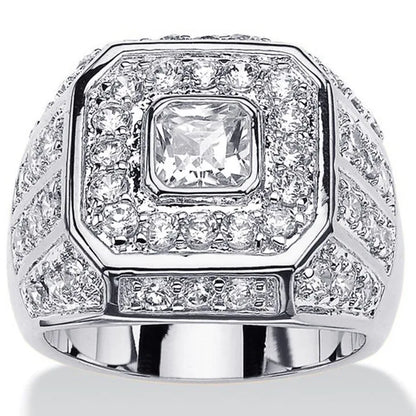 Luckacco Luxury Women Rings Silver Color Square Round White Stone Rings Party Accessories Gift