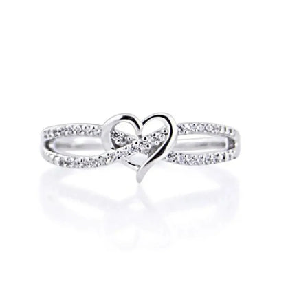 Luckacco daily picks Graceful Silver Color/Gold Color Heart Ring Lady Engagement Accessories with Bright Zirconia Bridal Wedding Band Jewelry