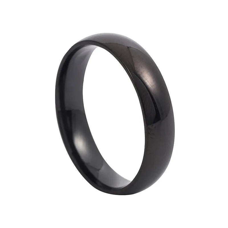 luckacco classic 4mm curved stainless steel couple ring charm men women titanium steel rings best party gift jewelry