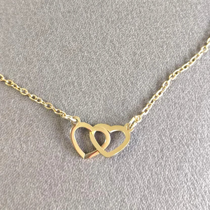 Luckacco 10pcs Interlocking Double Hearts Charm Connector Pendant Mirror Polished Stainless Steel Heart Charms 12*20mm Necklace wholesale