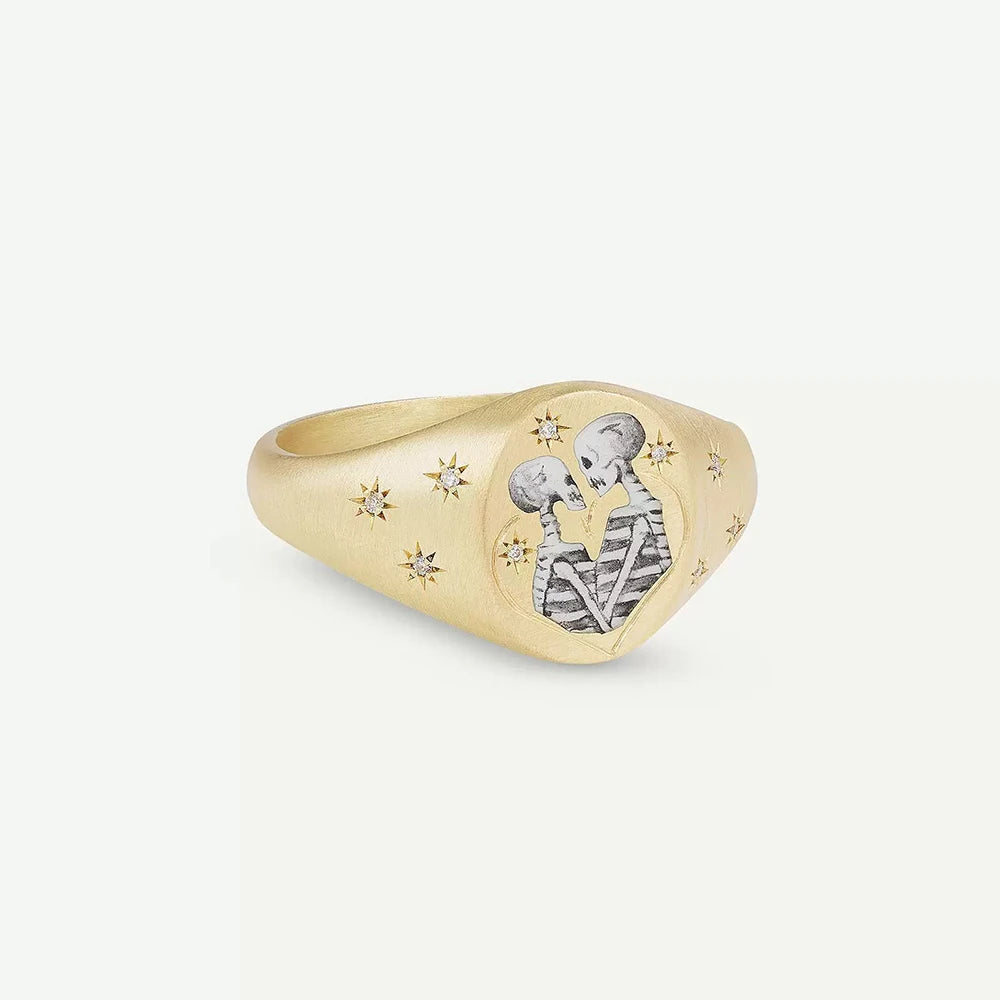 luckacco 2025 new finger ring copper gold color plated metal tarot enamel stainless steel rings for women jewelry