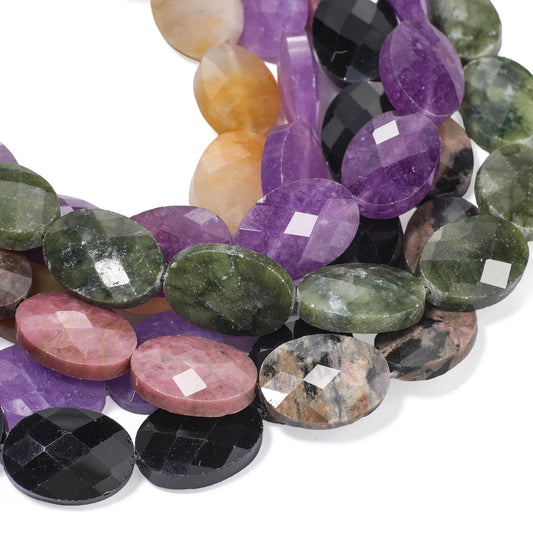 Luckacco AAA Natural Stone Multicolor Faceted Oval Stone Beads 18x13mm Loose Spacer Beads For Jewelry Making DIY Necklace Earrings Gifts