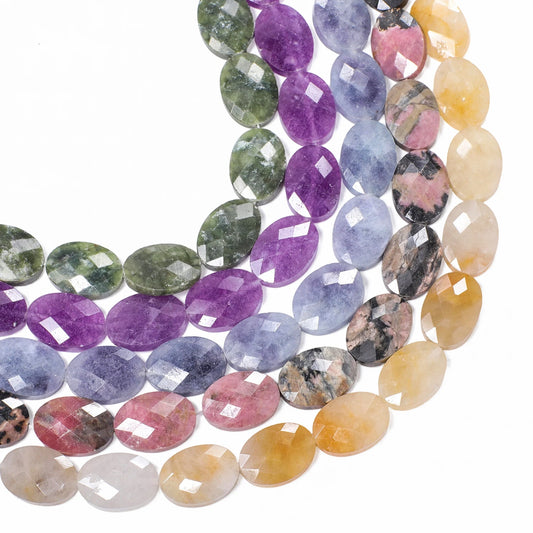 Luckacco AAA Natural Stone Multicolor Faceted Oval Stone Beads 18x13mm Loose Spacer Beads For Jewelry Making DIY Necklace Earrings Gifts