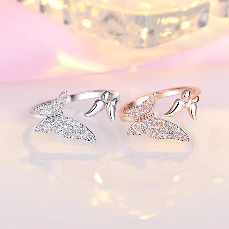 luckacco 925 sterling silver zircon butterfly ring for women rings wedding fine jewelry accessories 2025 trendy party gifts