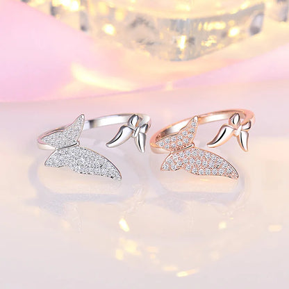 Luckacco 925 Sterling Silver Zircon Butterfly Ring For Women Rings Wedding Fine Jewelry Accessories 2025 Trendy Party Gifts